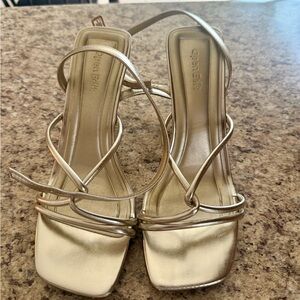 Gold Strappy Women's Sandals